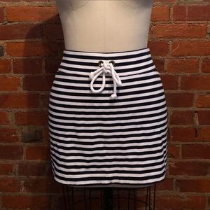 J Crew Nautical Navy and White Striped Skirt.